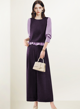 QOOEL减龄通勤两件套2025秋冬新款设计感洋气超好看上衣裤子套装