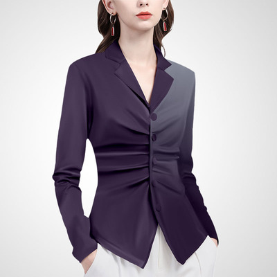 设计感渐变色褶皱衬衫