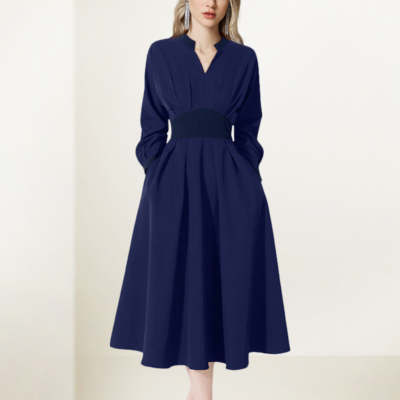 V领气质宽松收腰裙子女