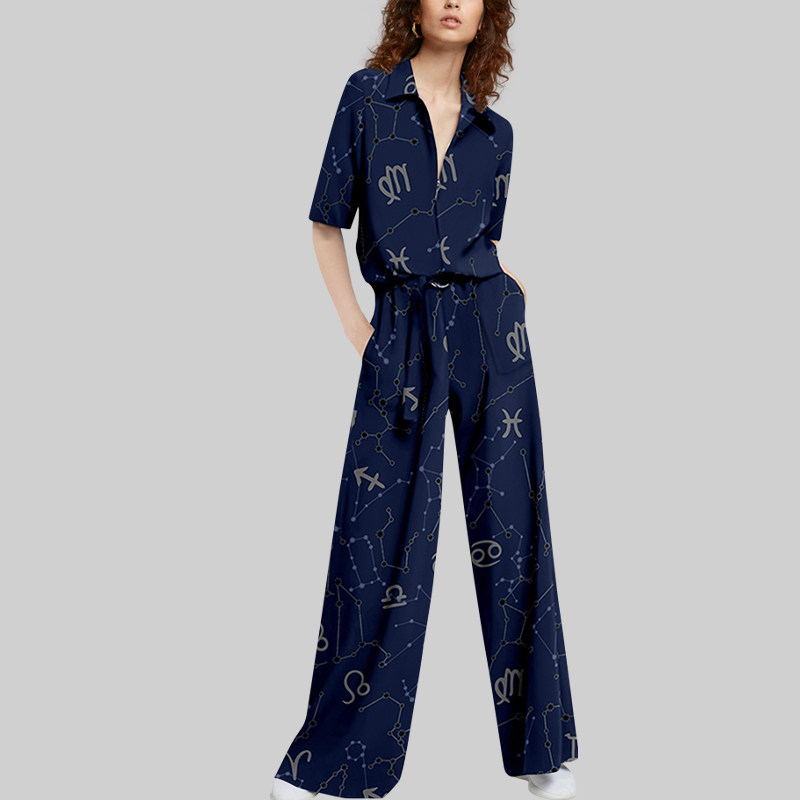 时尚套装洋气衬衫阔腿裤套装女2026春季装新款时尚赫本风两件套潮