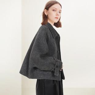 英伦风短款毛呢外套女2025年冬装新款双面尼小众加厚呢子廓形大衣