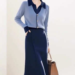 百搭两件套潮 包臀裙修身 气质减龄穿搭一整套女2025年秋冬新款 衬衫