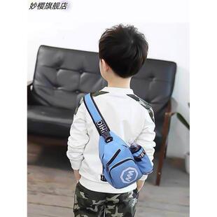 儿童斜揹包中大童出游运动随身单肩小揹包男孩学生包包男童小挎包