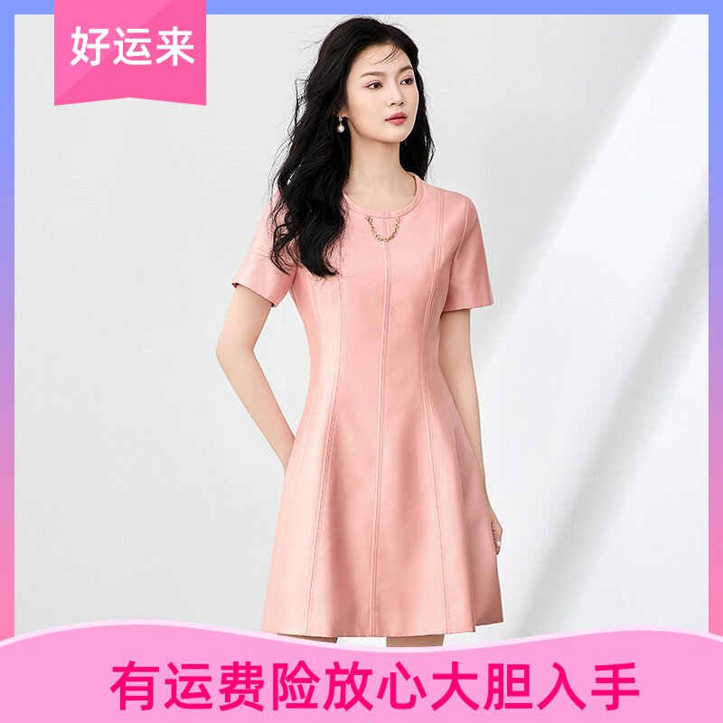 优雅通勤高级感圆领连衣裙时尚