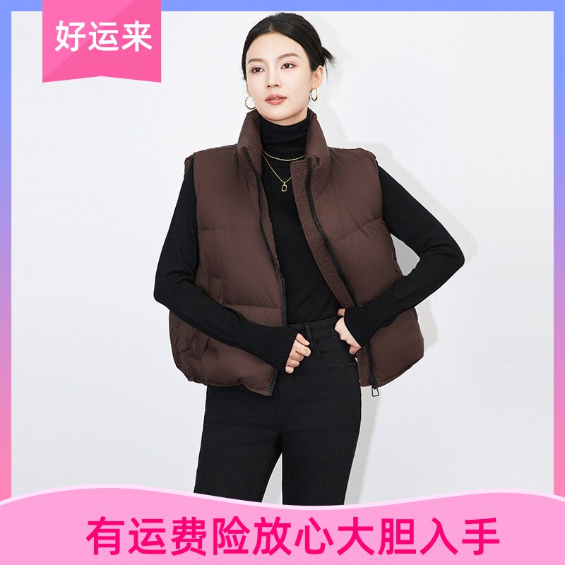 轻奢白鹅绒羽绒马甲女2025冬季新款立领蓬松简约休闲保暖宽松外套