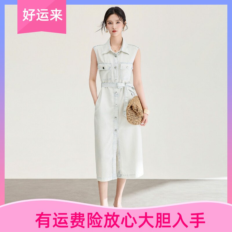 水洗天丝软感牛仔衬衫连衣裙