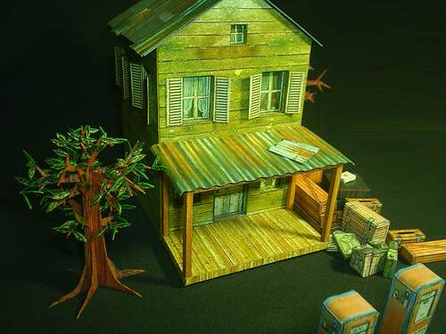 老房子旧别墅房屋建筑3d立体纸模型DIY手工制作儿童折纸益智玩具