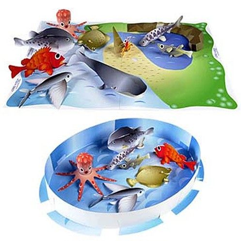 卡通海洋生物动物鱼场景立体纸模型DIY手工制作儿童折纸益智玩具