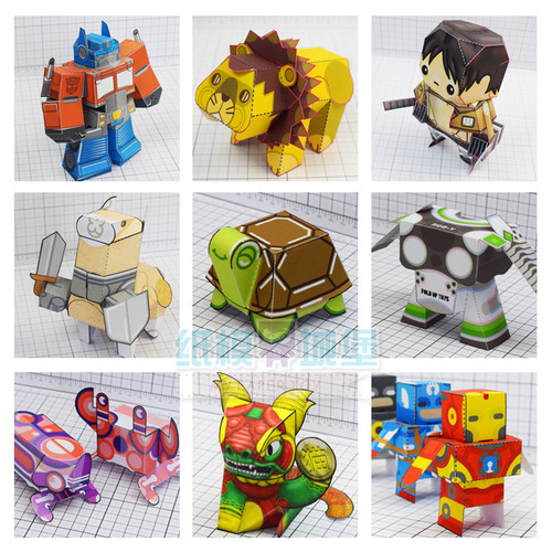 新品卡通动漫纸盒人变形金刚 3D立体纸模型DIY 趣味手工玩具人偶