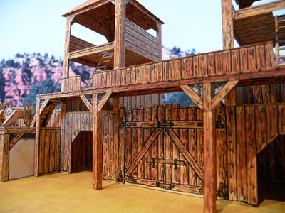 仿真古代村镇要塞场景3d立体纸模型DIY手工制作儿童益智折纸玩具