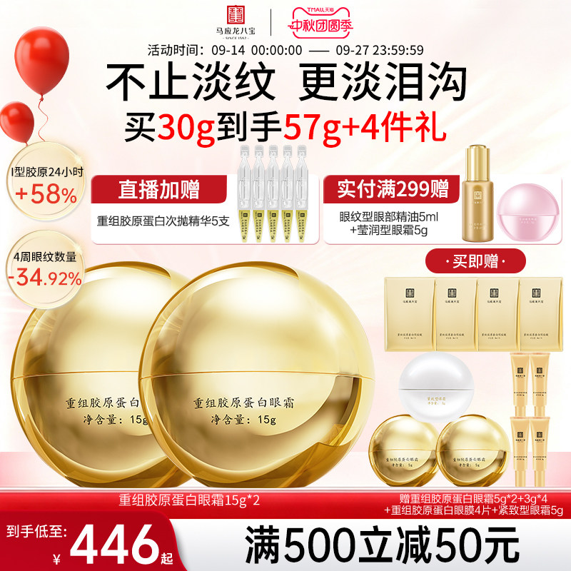马应龙眼霜淡化黑眼圈细纹改善泪沟提拉紧致抗皱修护重组胶原蛋白