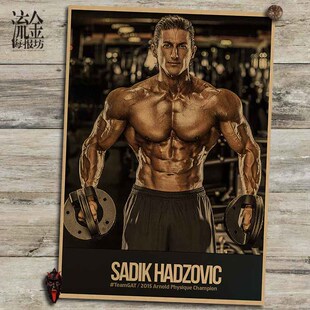 SadikHadzovic海报 阿诺德健美复古文艺牛皮纸画挂画壁画画芯