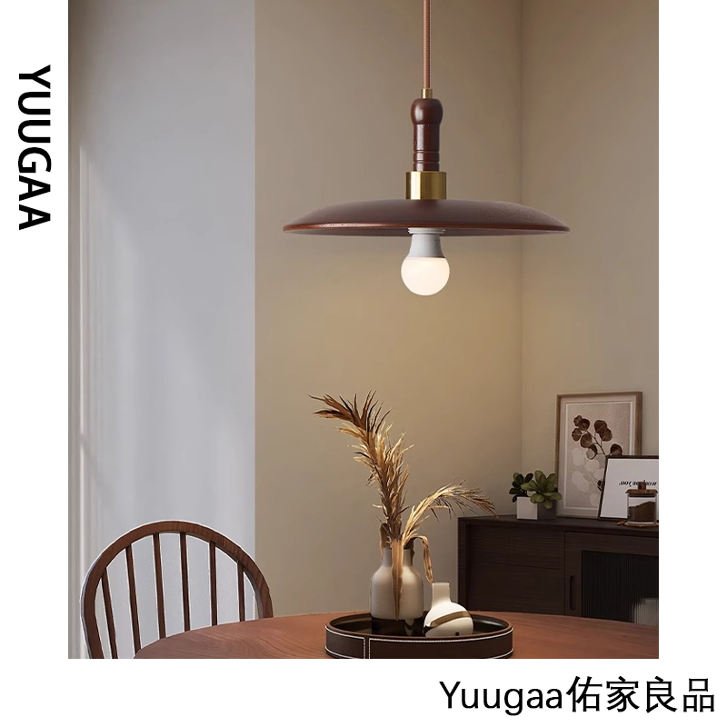 新中式复古餐厅吊灯实木侘寂风格