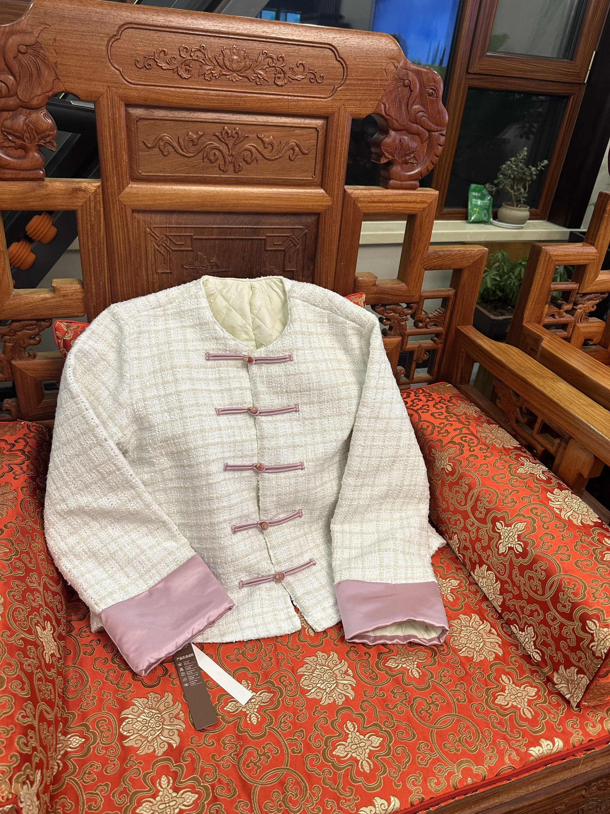 广州十三行爆款玉石扣松软舒适醋酸袖口新中式棉服棉衣外套女冬季