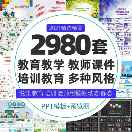 PPT模板教育教师教学高校动态课件说课中小学培训素材设计制作