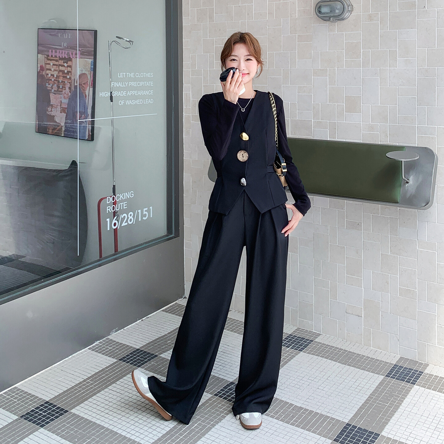 现货2D078-T1951-P185K268设计款大纽扣马甲+长裤   2件套