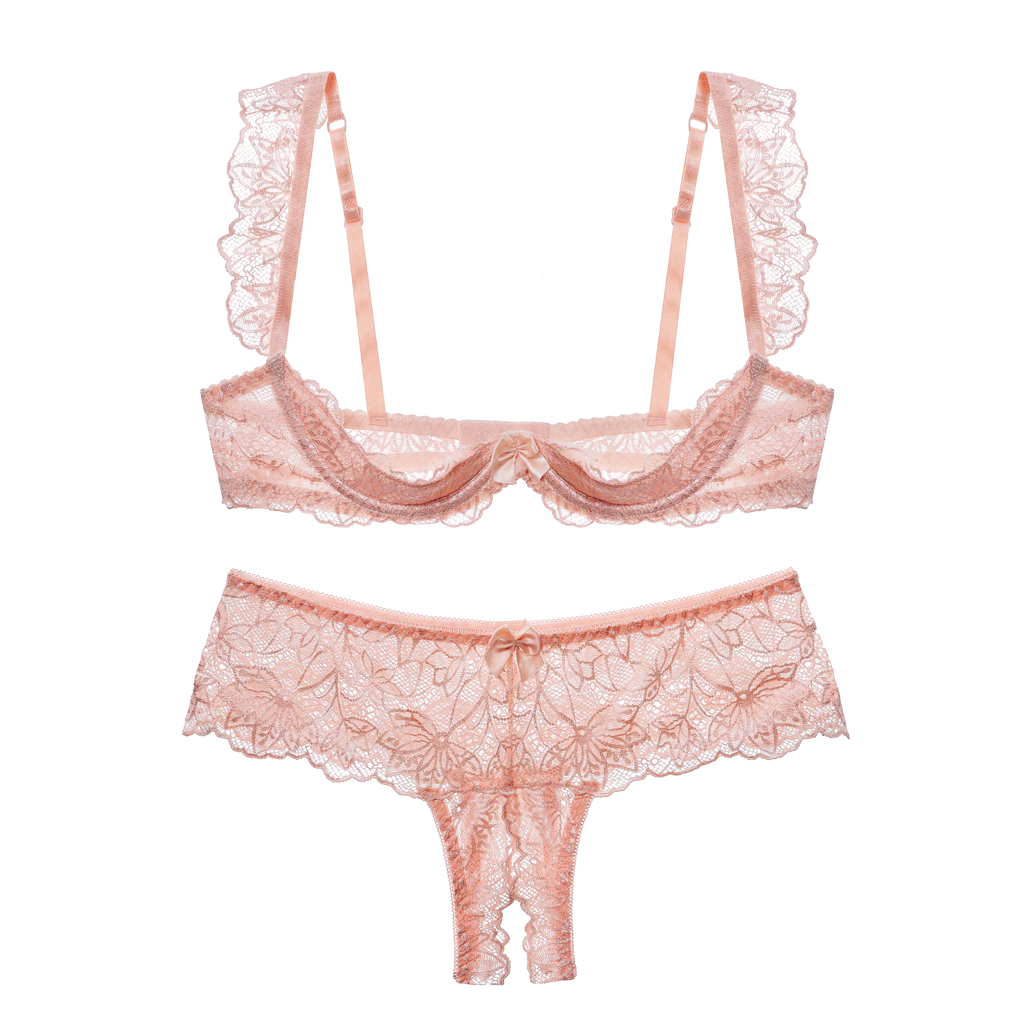 粉欲吻痕~蕾丝内衣钢圈文胸套装内衣