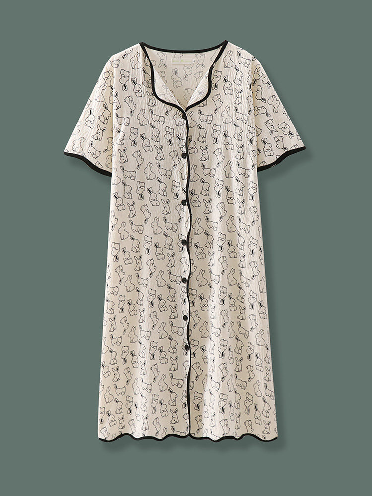 가슴 패드가 달린 반팔 수유 잠옷 산모 출산복 입원 단체 임산부 잠옷 임부복 수유복