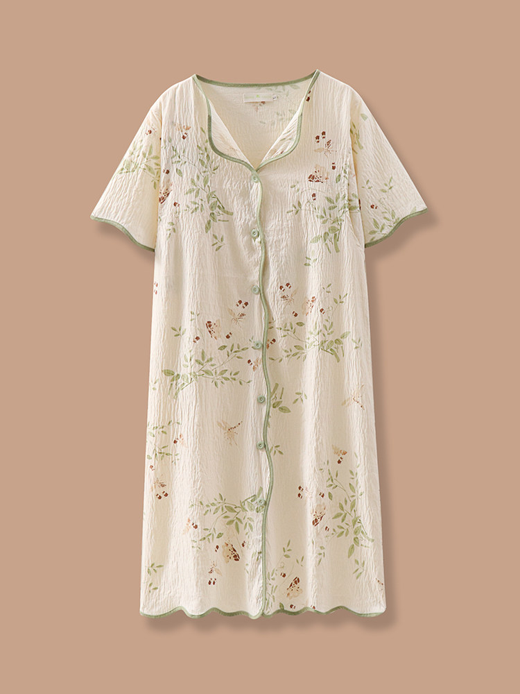 출산을 위해 분만실에 들어가는 임산부를 위한 여름 얇은 반팔 임신과 가슴 패드가 달린 임산부 스커트 가디건 잠옷 산모 감금복