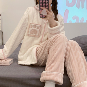 珊瑚绒月子服冬季产后产妇睡衣秋冬孕妇家居服哺乳喂奶衣加绒加厚