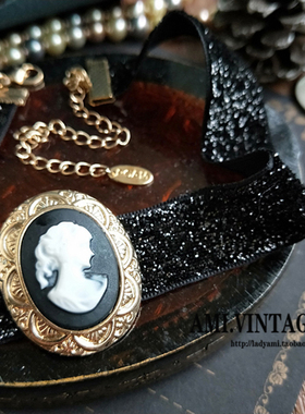 维多利亚风女王头像浮雕短项链