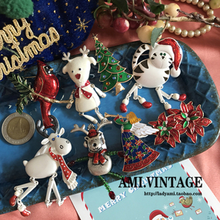 圣诞节礼物 彩釉圣诞猫咪驯鹿天使胸针 滴油釉圣诞树欧美节日胸针