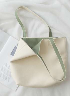 氧气种子2026春季新款 ins日韩撞色单肩托特包百搭手提大容量女包