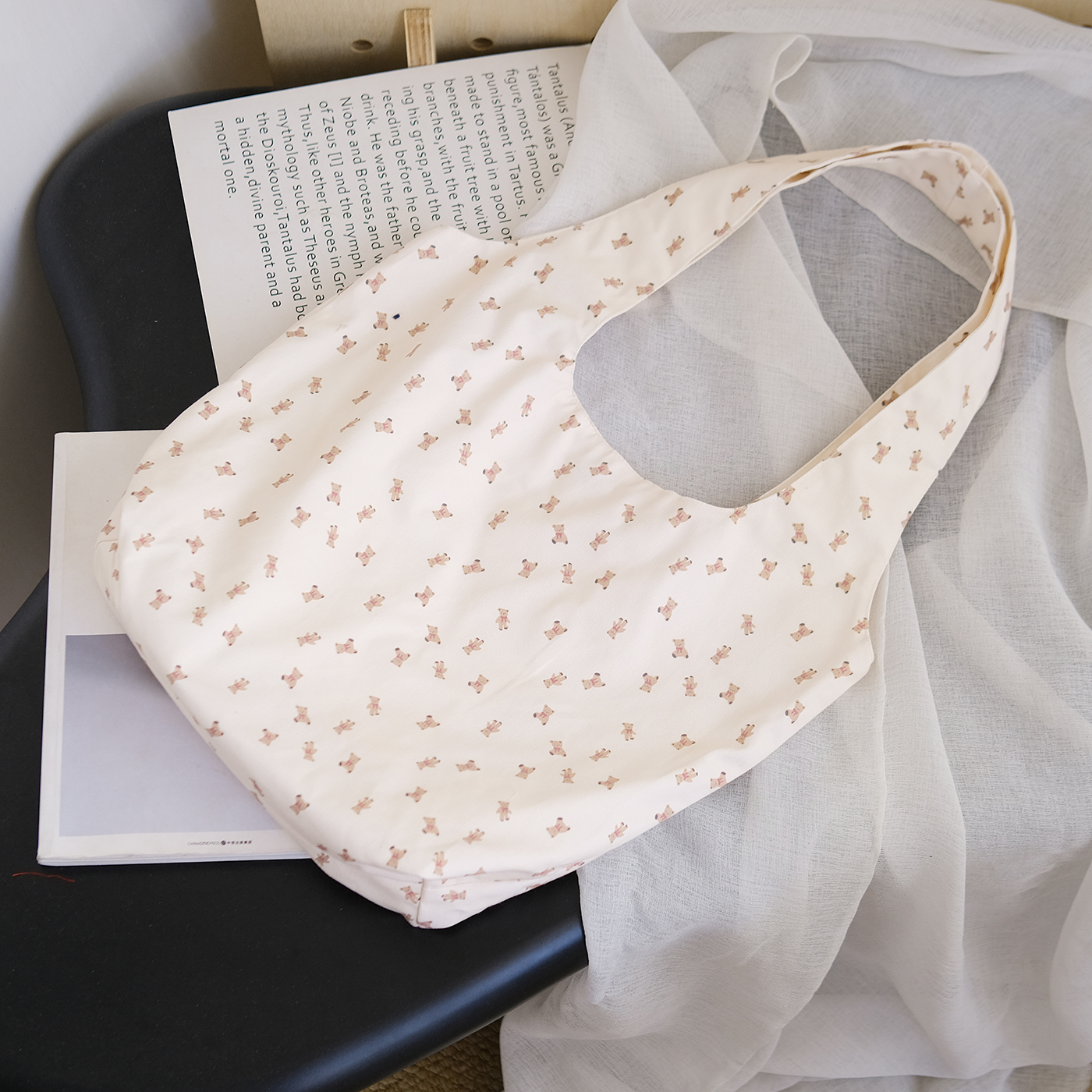 氧气种子品牌女包 2025夏季新款ins日韩休闲帆布袋小熊森系托特包