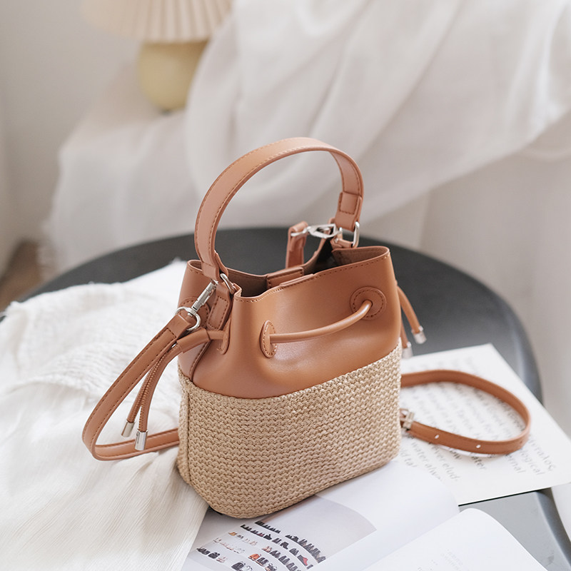 氧气种子 去海边撞色秋季斜挎包ins日韩手提单肩草编织水桶包包女,箱包皮具/热销女包/男包,水桶包,淘宝优惠券,粉丝福利购,淘宝优惠卷