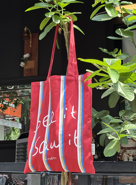 氧气种子ins女包2026春季新款日系潮牌条纹帆布袋see it saw it包