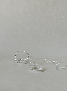 绕线设计戒指原石戒指清冷感韩系套装 ins小众设计时尚简约