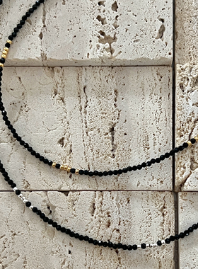 金银黑色串珠锁骨链女