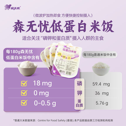 森无忧低蛋白大米饭食品脱蛋白真粒米20盒
