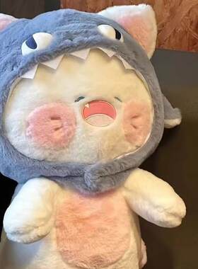 可爱鲨鱼毛绒玩具公仔猫咪嘟嘟床上娃娃玩偶鲨猫宿舍生日礼物女生
