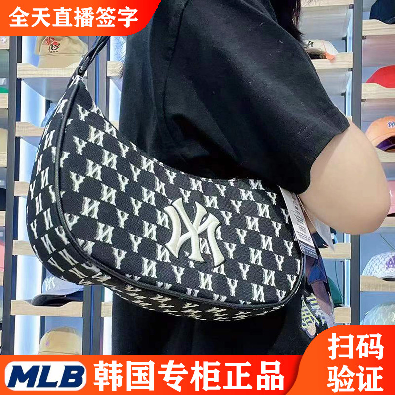 23新款韩国MLB腋下包女夏NY复古老花单肩包泫雅同款手提包3ABQS01_虎窝淘