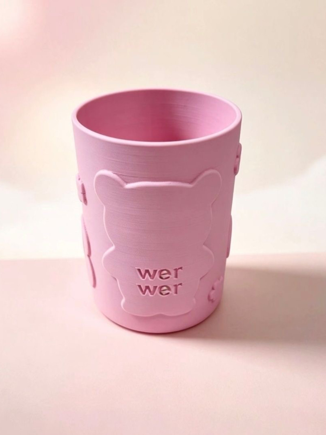 小红书蝴蝶结werwer熊收纳笔筒化妆品3d打印纳桶家用可爱少女出片图片