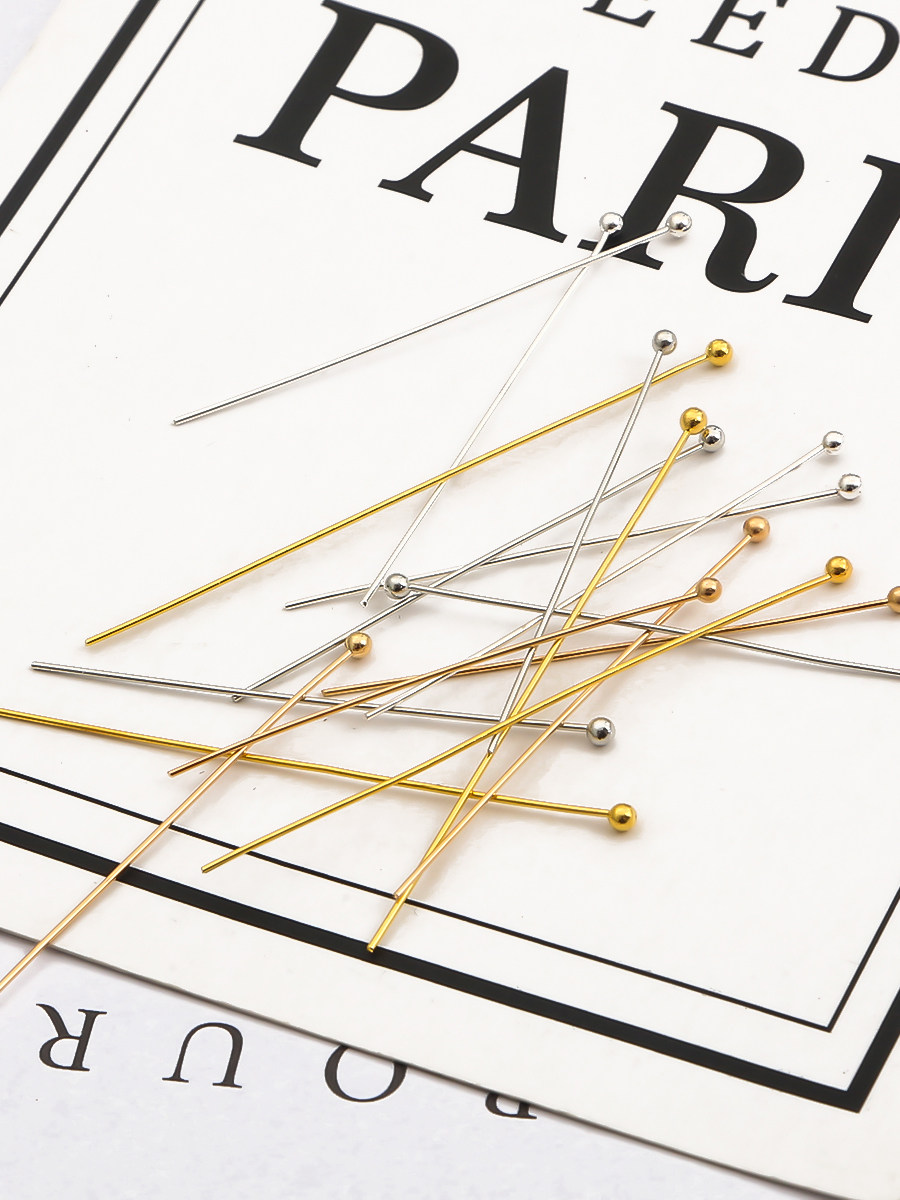 200개의 구리 색상 보존 볼 핀 둥근 바늘 수제 DIY 기본 재료 수제 귀걸이 및 모자 액세서리