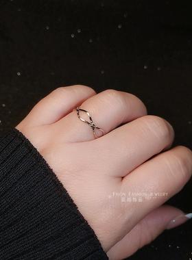 简约双层线条戒指女几何波浪百搭指环ins小众尾戒设计师款食指环