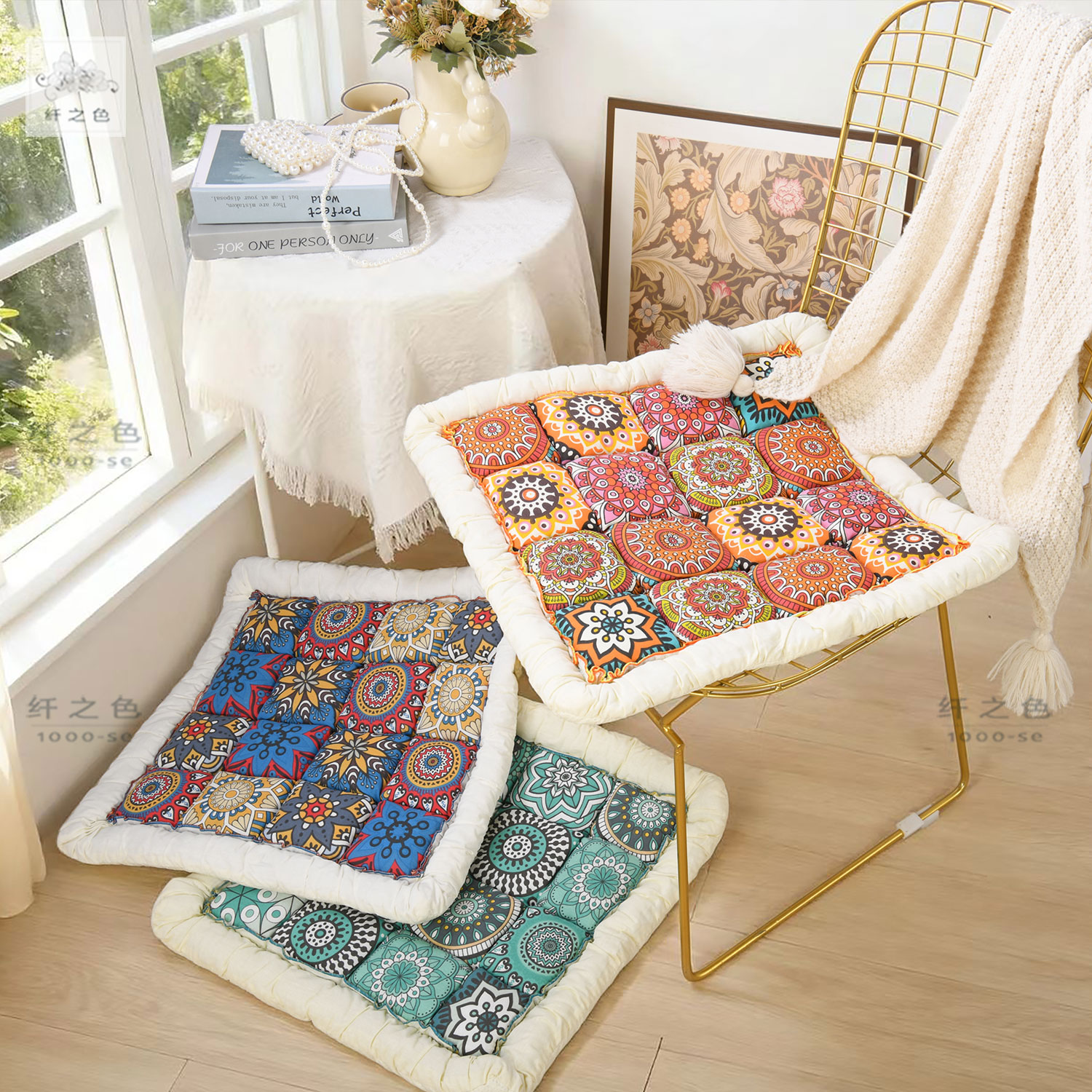 出口布艺加厚坐垫椅子垫子餐椅垫子纯棉办公室屁股垫汽车座垫加大