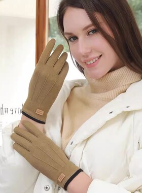 手套冬天女春秋款韩版薄弹力骑车学生防风保暖加绒防寒触屏电动车
