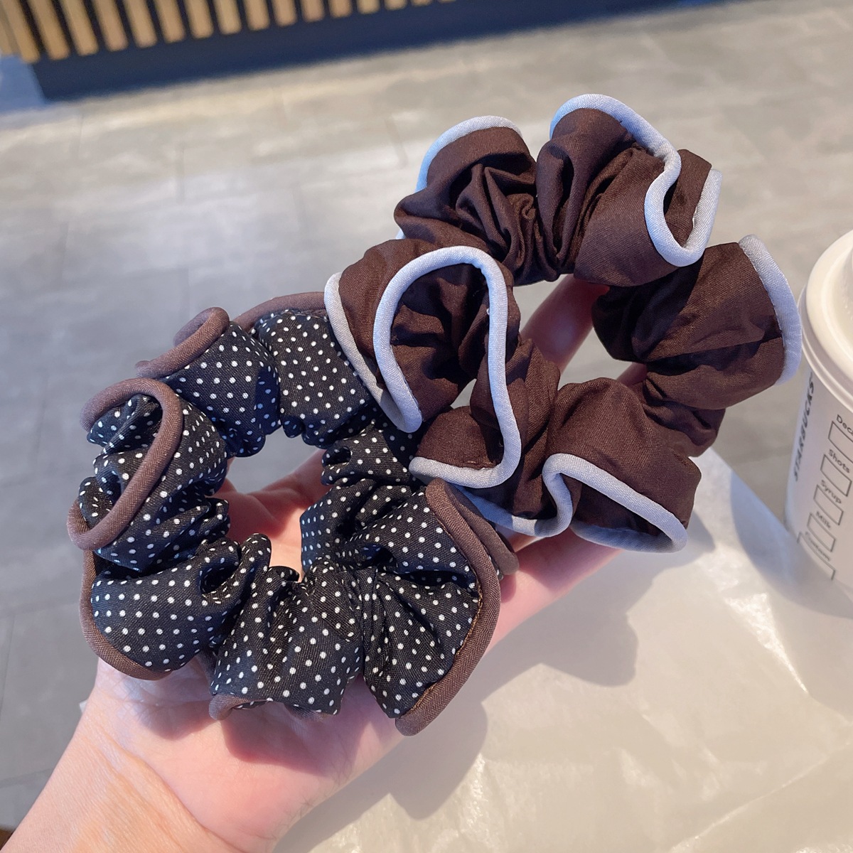 布艺褶皱卷边头花精致女生洋气小众肠圈丸子头马尾发圈发绳发饰