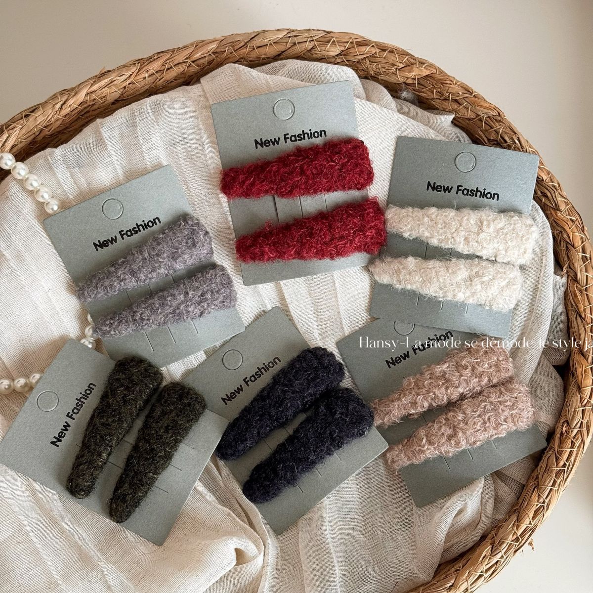 秋冬羊羔毛发夹侧边复古毛绒三角bb夹掰掰夹碎发小夹子刘海夹发饰