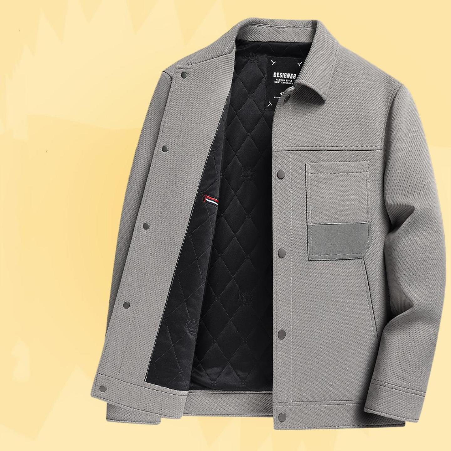 2025轻奢夹棉外套男士秋冬季新款翻领加厚青年休闲夹克保暖上衣