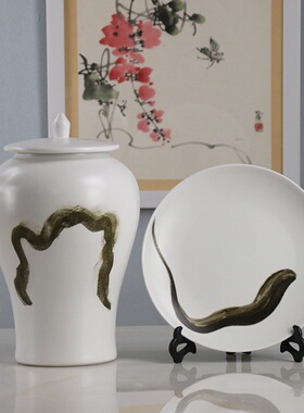 新中式小清新陶瓷花瓶插花会所客厅酒柜现代简约创意装饰家居摆件