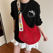 慵懒风松弛感镂空针织包大容量时尚 休闲编织包包女单肩托特大包潮