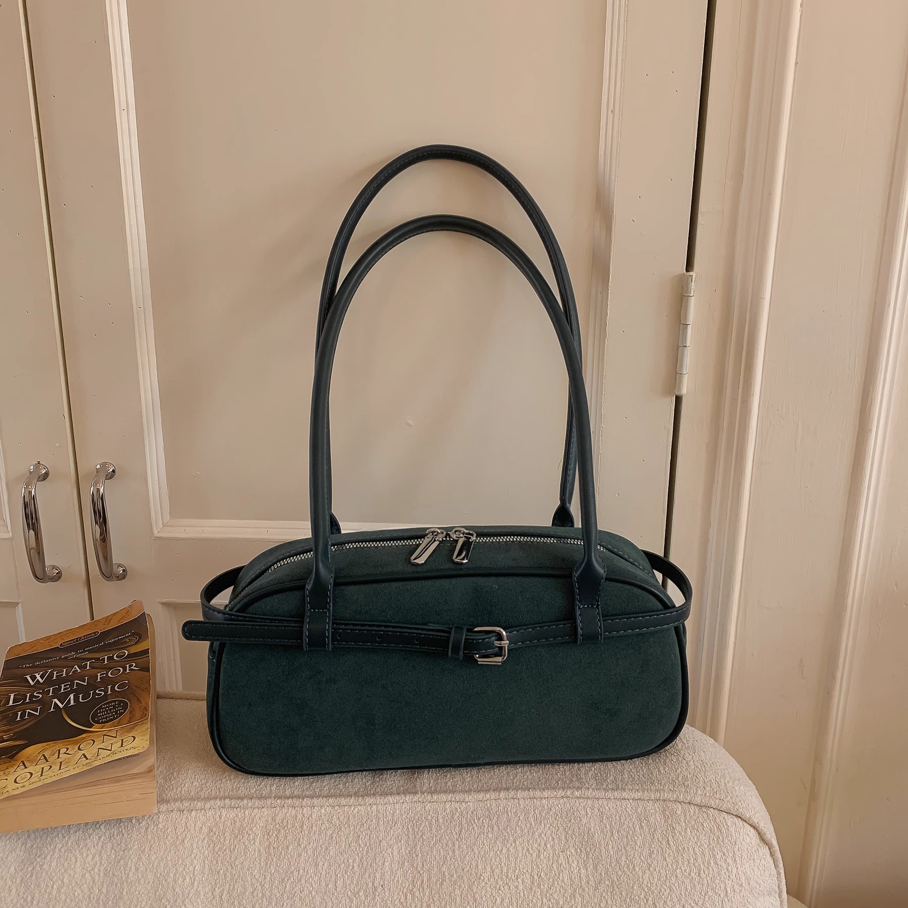 小众高级感复古麂皮绒腋下包