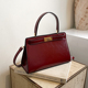 简约通勤手提凯莉包包女新款 轻奢单肩斜挎包红色新娘婚包日常可用
