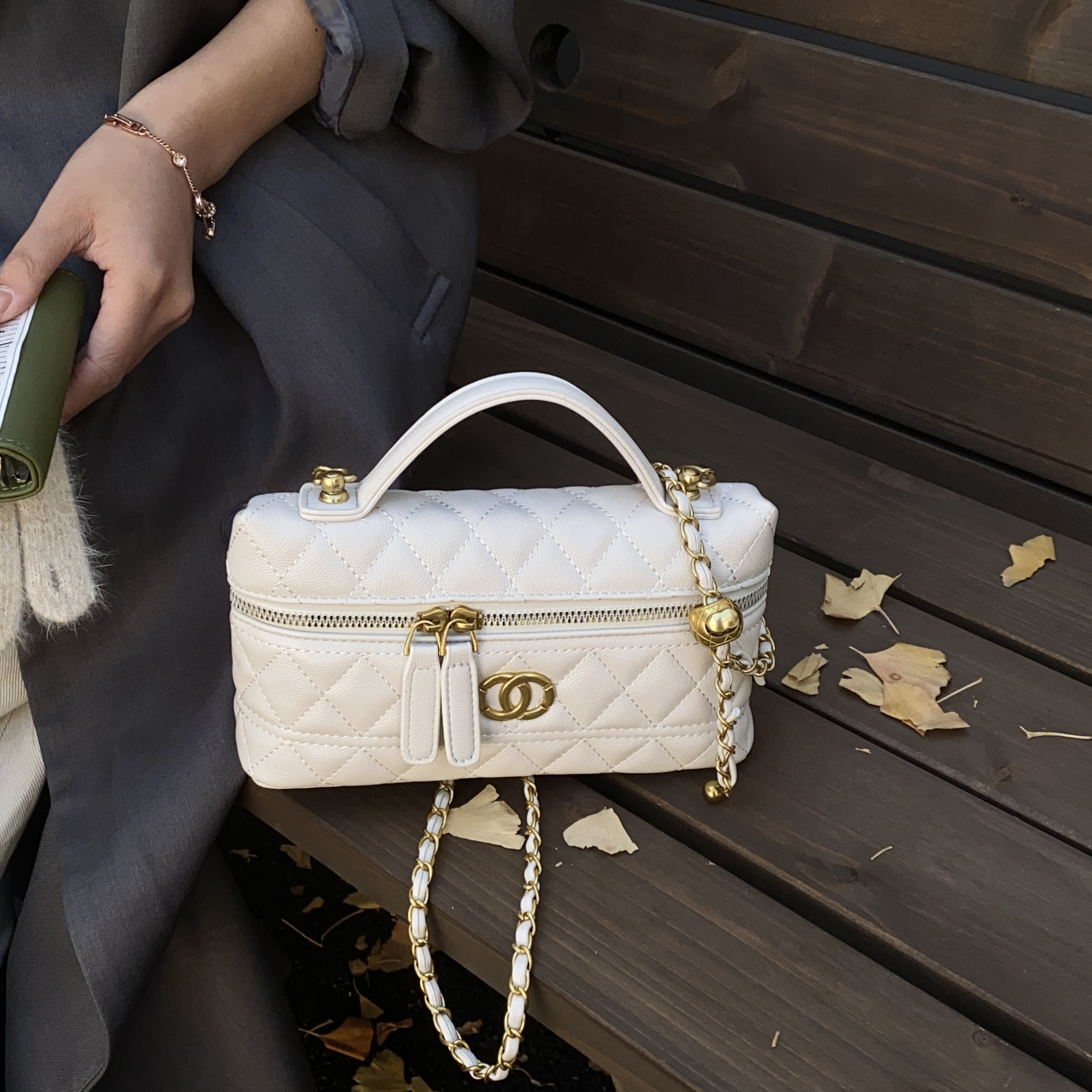 高级感菱格小包包链条盒子包小巧精致手提手机包韩国洋气斜挎包潮