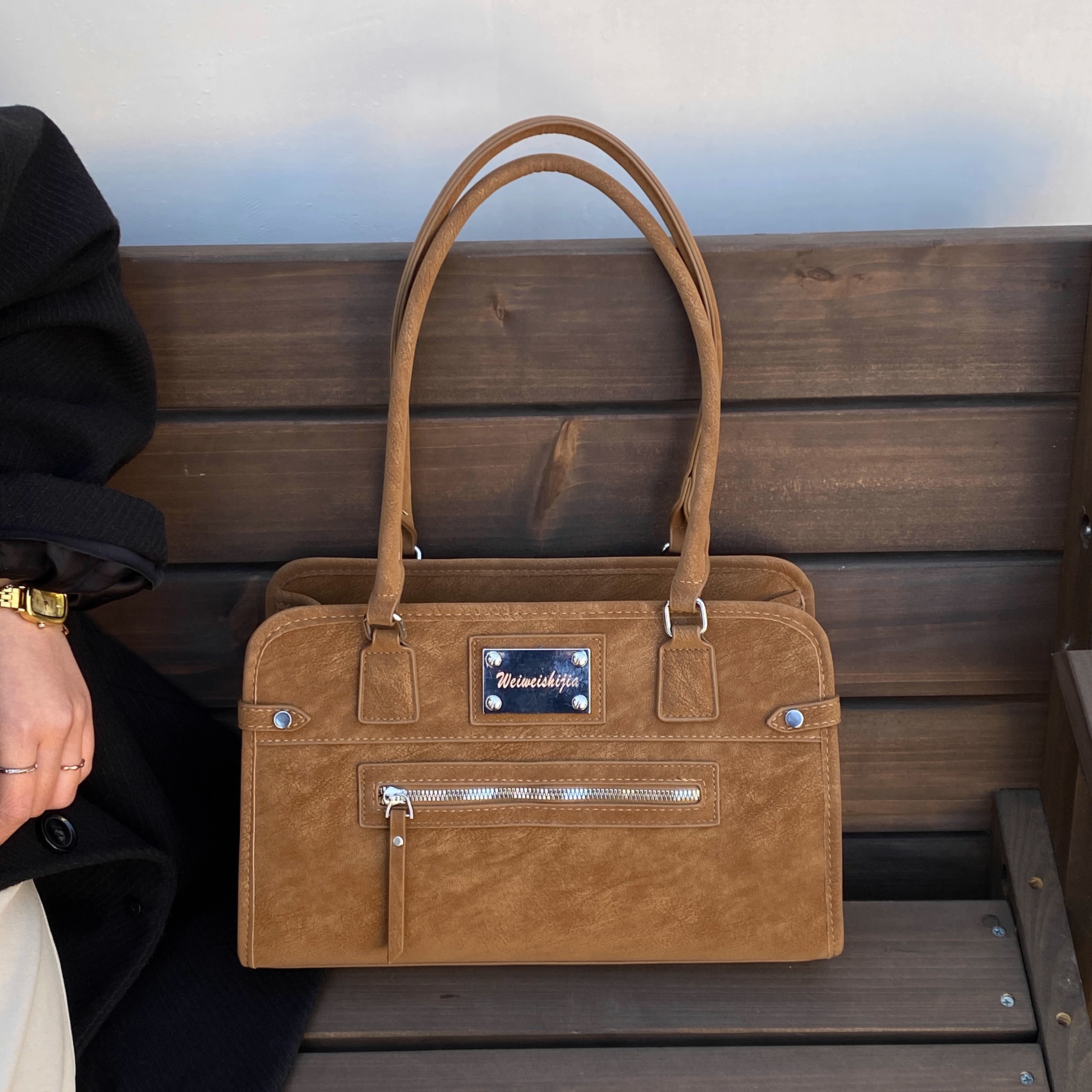 美式复古公文包女式2025新款潮时尚通勤腋下单肩包大容量上班包包