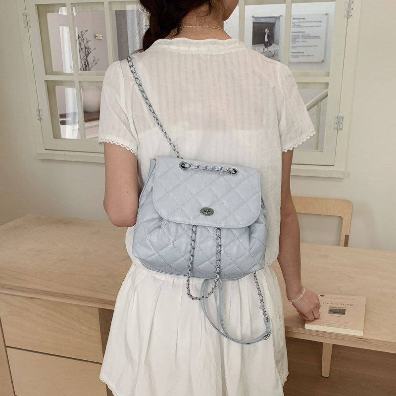 韩国学院风菱格双肩包女链条手提包百搭ins小众背包迷你百搭包包